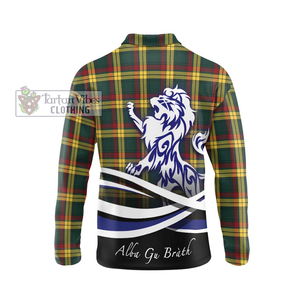 MacMillan Old Modern Tartan Long Sleeve Polo Shirt with Alba Gu Brath Regal Lion Emblem - Tartanvibesclothing Shop