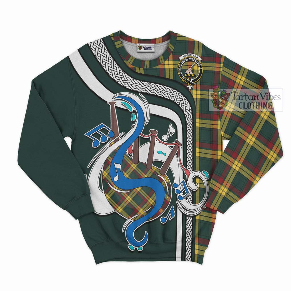 Tartan Vibes Clothing MacMillan Old Modern Tartan Sweatshirt with Epic Bagpipe Style