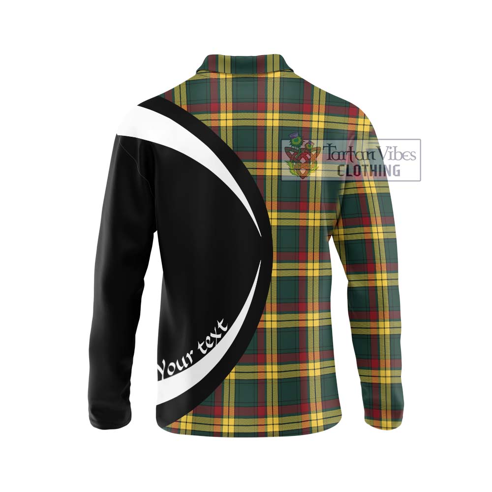 MacMillan Old Modern Tartan Long Sleeve Polo Shirt with Family Crest Circle Style - Tartan Vibes Clothing