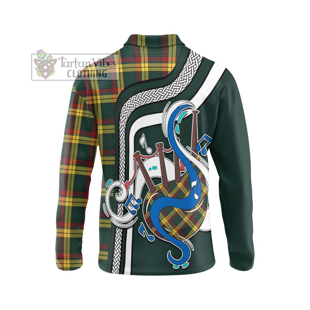 Tartan Vibes Clothing MacMillan Old Modern Tartan Long Sleeve Polo Shirt with Epic Bagpipe Style