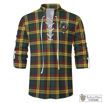 MacMillan Old Modern Tartan Men's Scottish Traditional Jacobite Ghillie Kilt Shirt with Family Crest