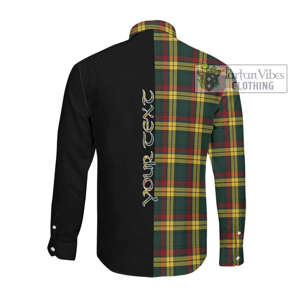 MacMillan Old Modern Tartan Long Sleeve Button Shirt with Family Crest and Half Of Me Style Men's Shirt - Tartanvibesclothing Shop