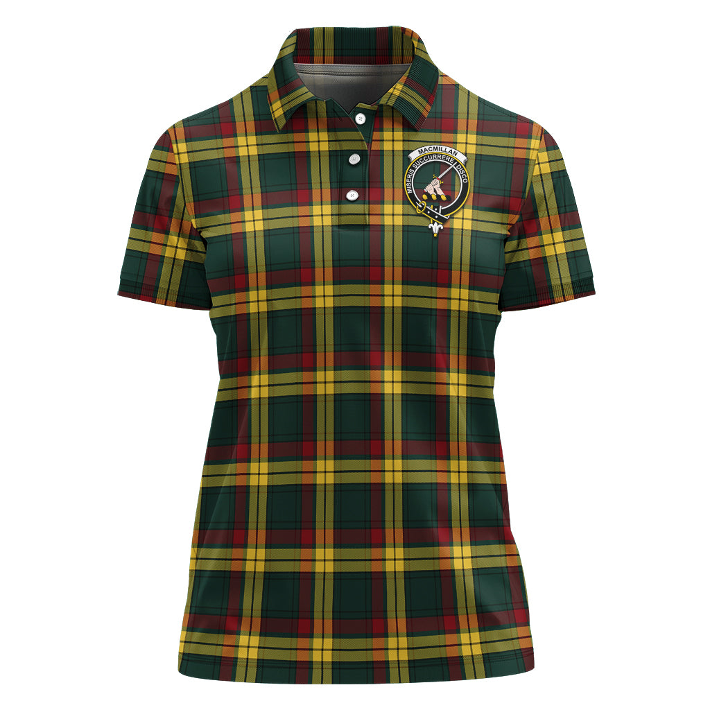 MacMillan Old Modern Tartan Polo Shirt with Family Crest For Women - Tartan Vibes Clothing