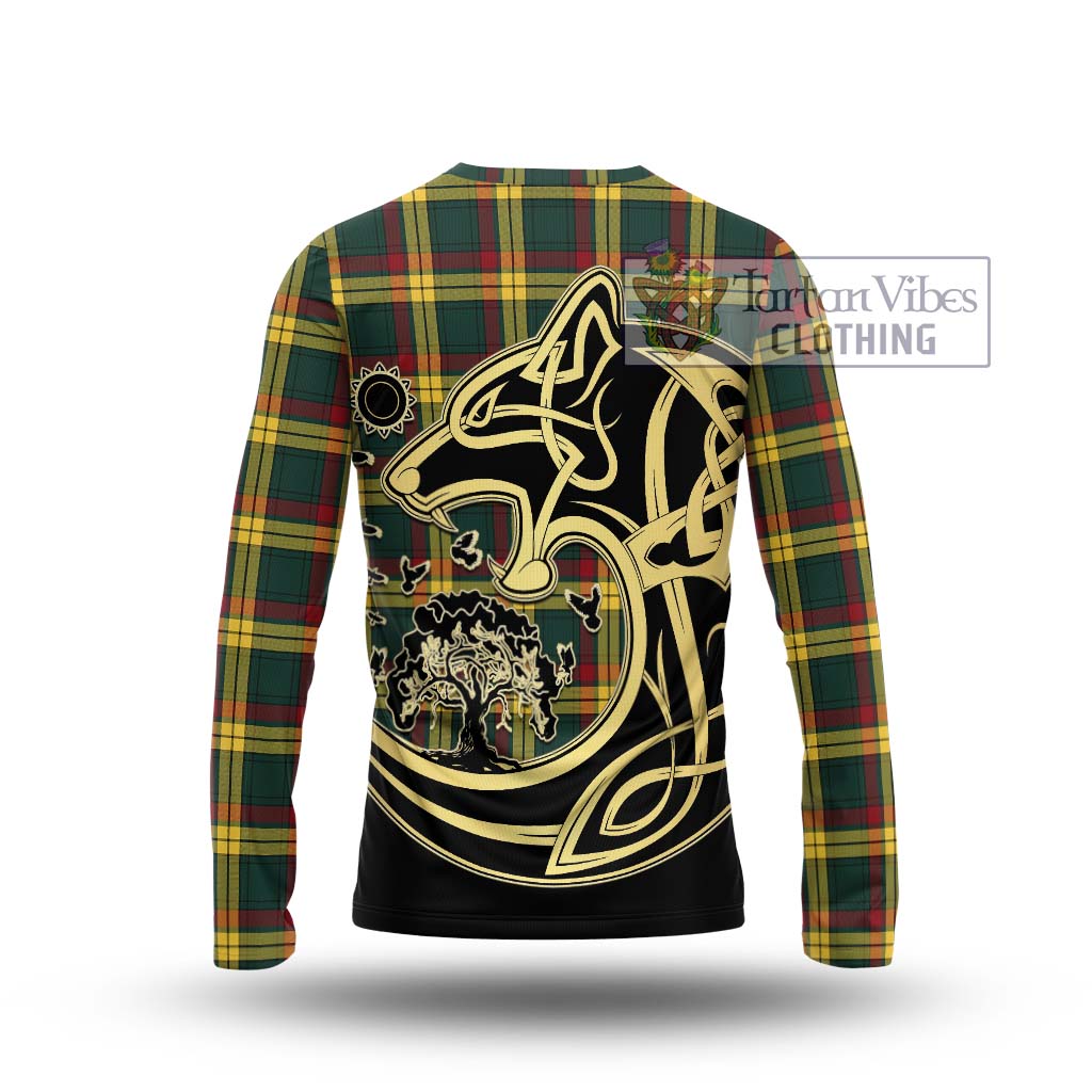 Tartan Vibes Clothing MacMillan Old Modern Tartan Long Sleeve T-Shirt with Family Crest Celtic Wolf Style