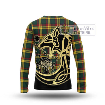MacMillan Old Modern Tartan Long Sleeve T-Shirt with Family Crest Celtic Wolf Style