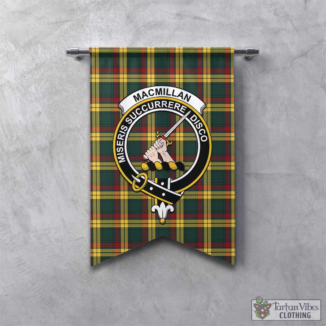 Tartan Vibes Clothing MacMillan Old Modern Tartan Gonfalon, Tartan Banner with Family Crest