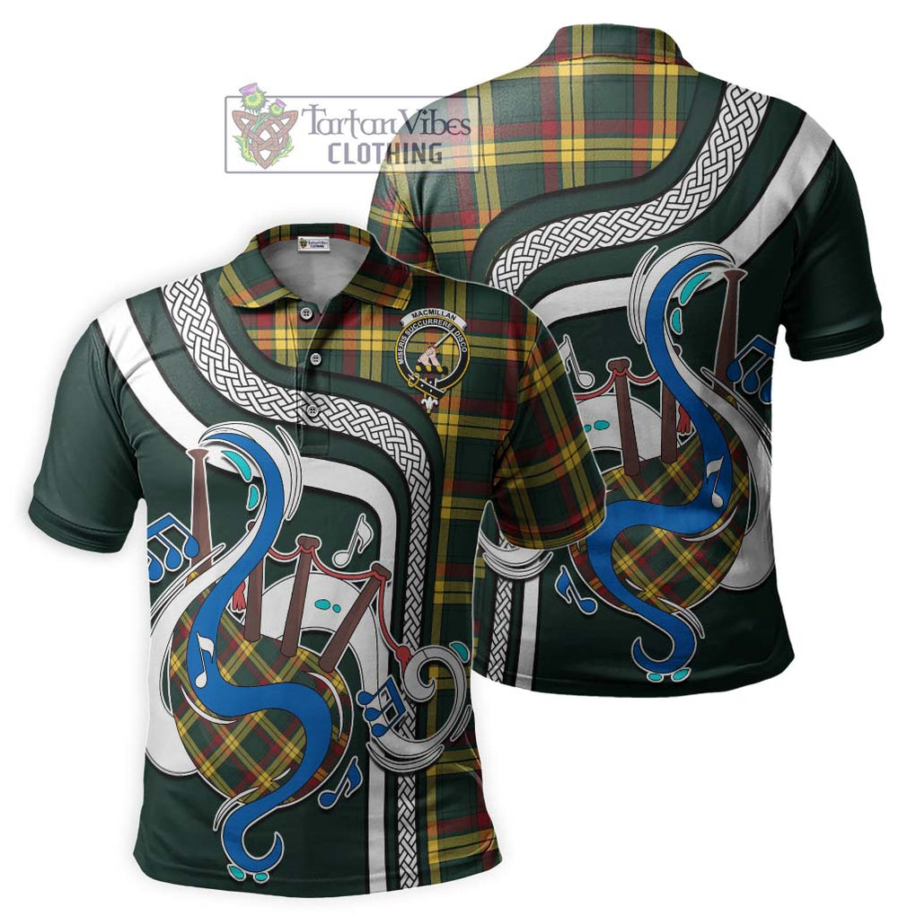 Tartan Vibes Clothing MacMillan Old Modern Tartan Polo Shirt with Epic Bagpipe Style