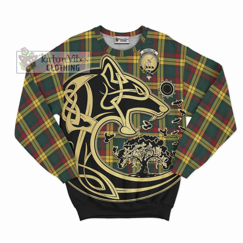 MacMillan Old Modern Tartan Sweatshirt with Family Crest Celtic Wolf Style - Tartan Vibes Clothing