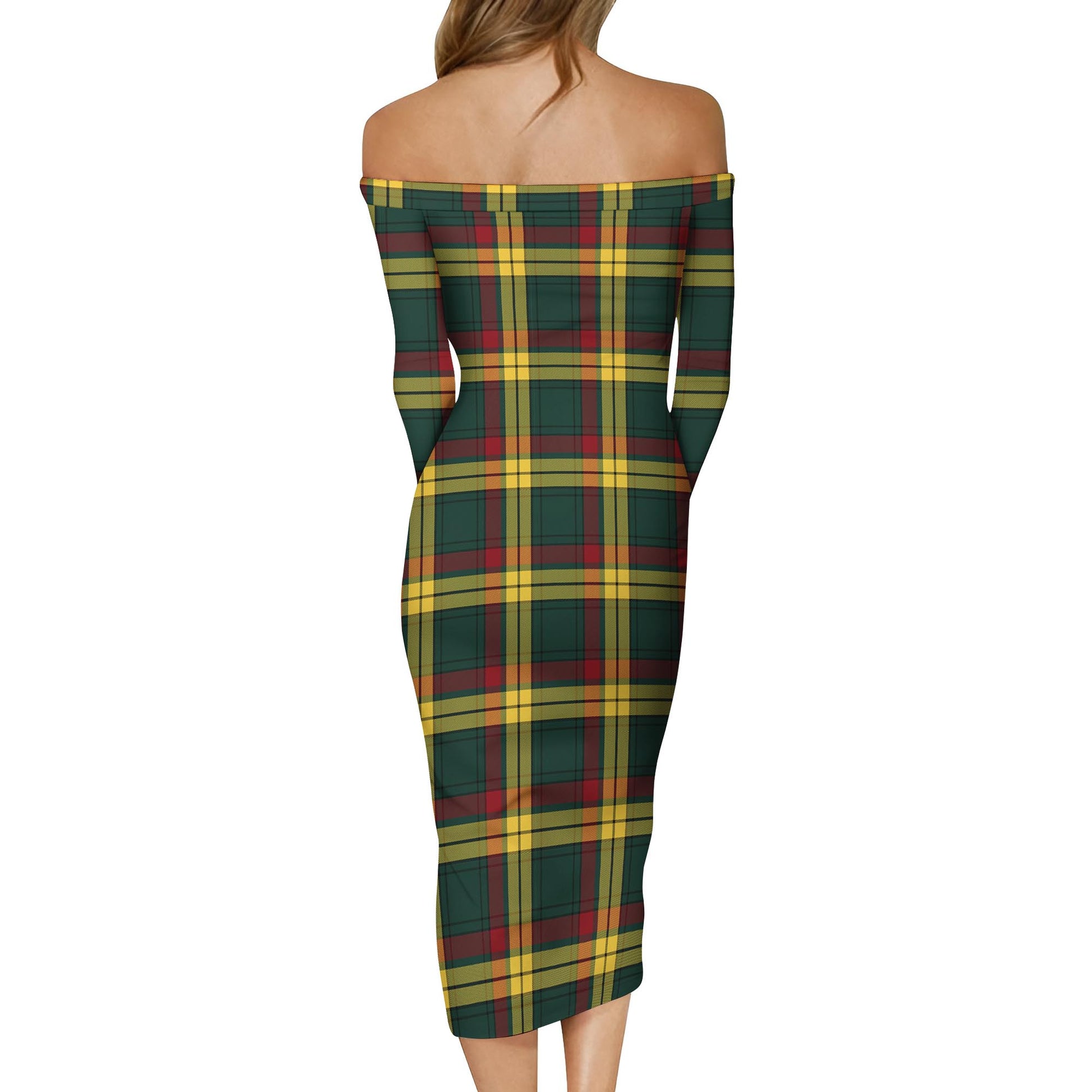 MacMillan Old Modern Tartan Off Shoulder Lady Dress - Tartanvibesclothing