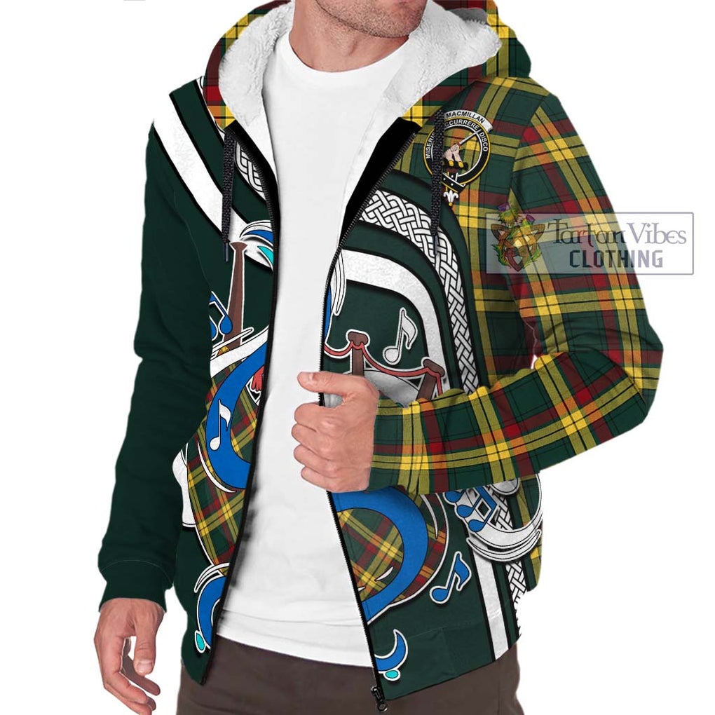 MacMillan Old Modern Tartan Sherpa Hoodie with Epic Bagpipe Style Unisex - Tartanvibesclothing Shop