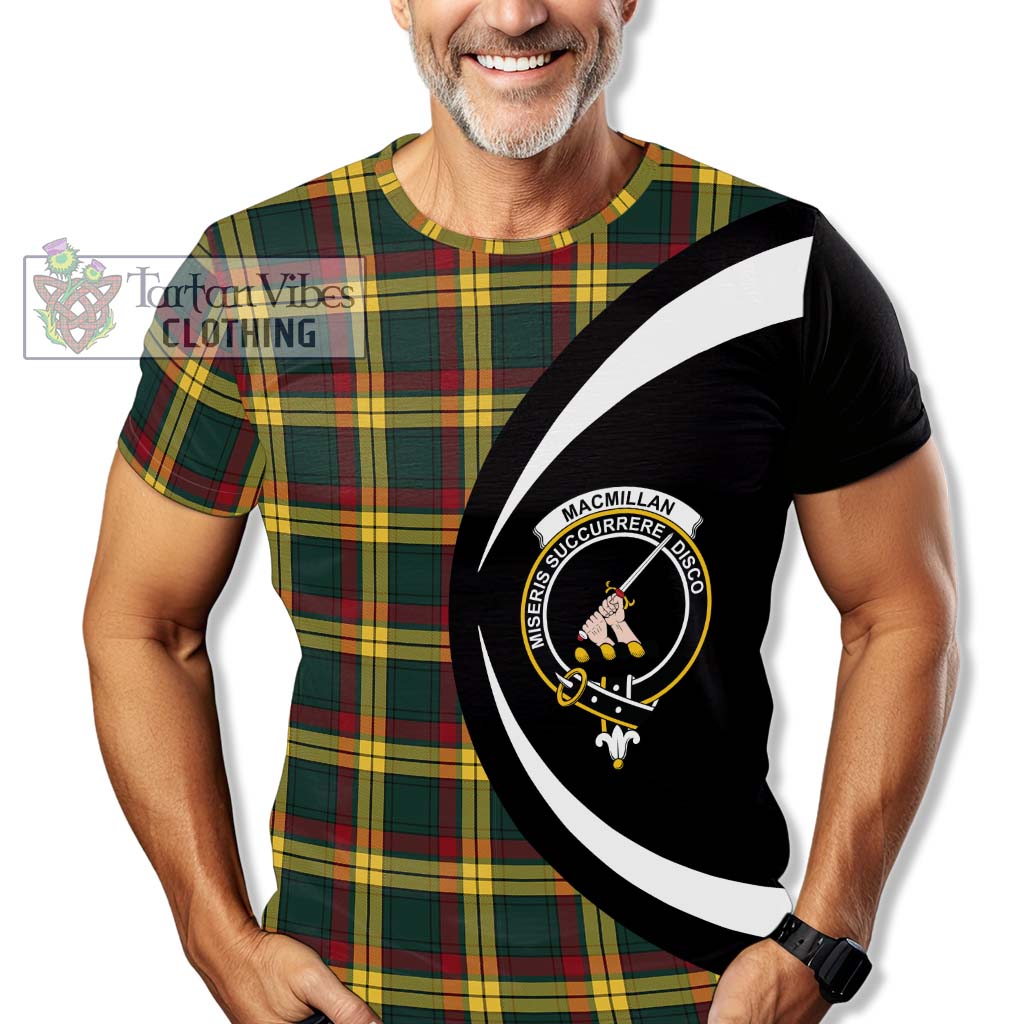 Tartan Vibes Clothing MacMillan Old Modern Tartan T-Shirt with Family Crest Circle Style