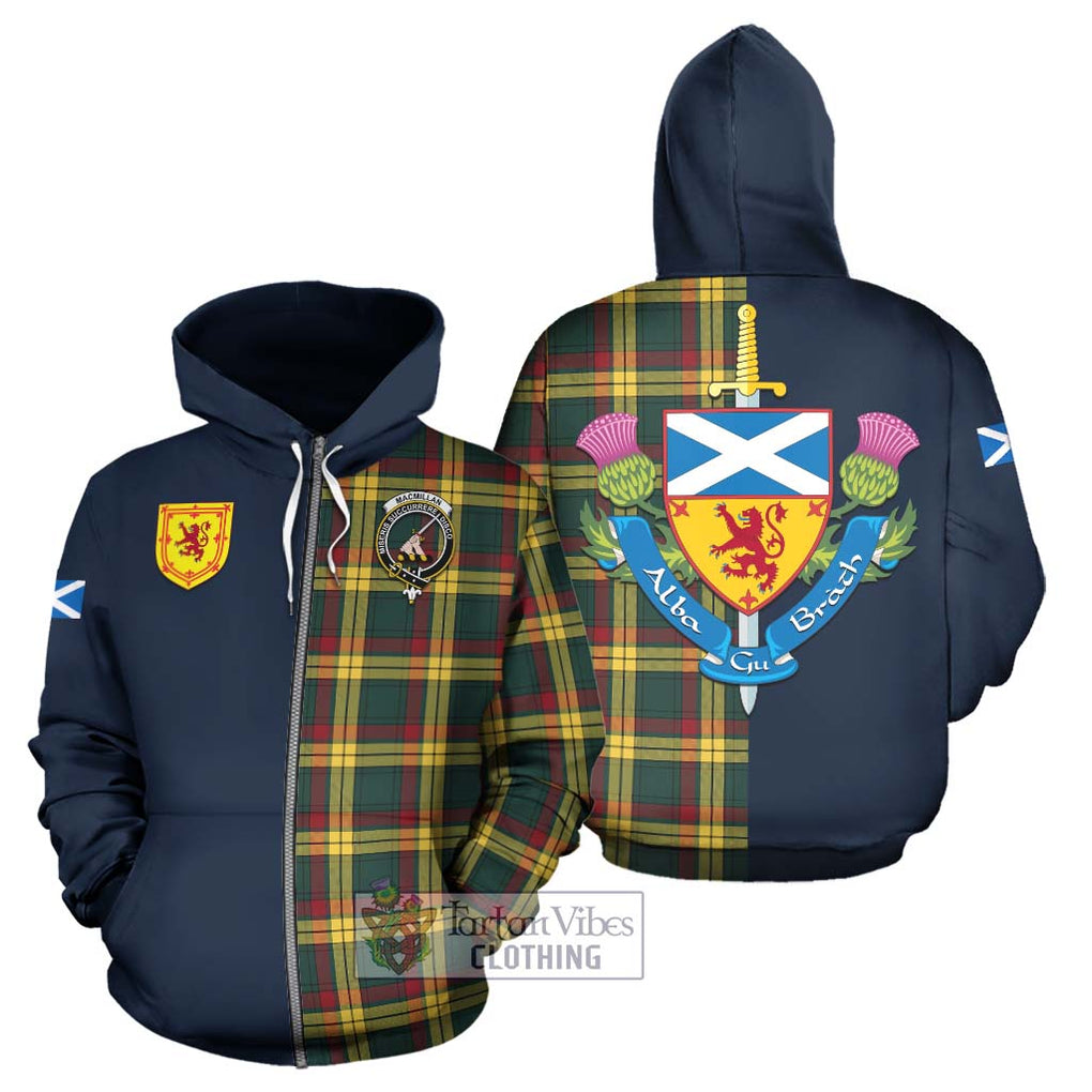 Tartan Vibes Clothing MacMillan Old Modern Tartan Hoodie with Scottish Lion Royal Arm Half Style