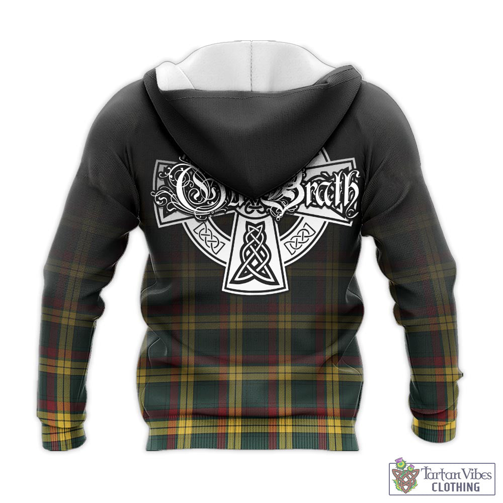 Tartan Vibes Clothing MacMillan Old Modern Tartan Knitted Hoodie Featuring Alba Gu Brath Family Crest Celtic Inspired