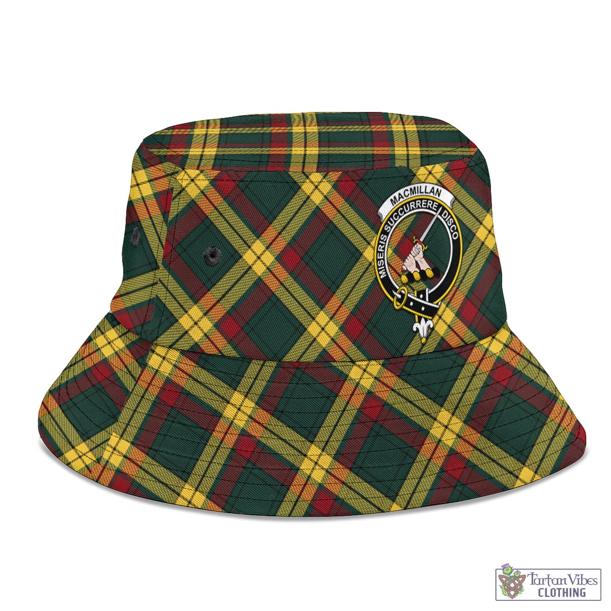 Tartan Vibes Clothing MacMillan Old Modern Tartan Bucket Hat with Family Crest