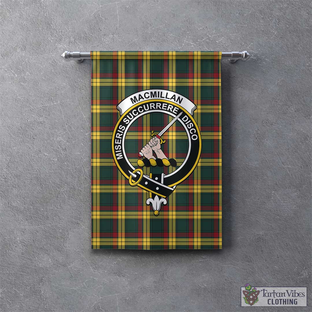 Tartan Vibes Clothing MacMillan Old Modern Tartan Gonfalon, Tartan Banner with Family Crest