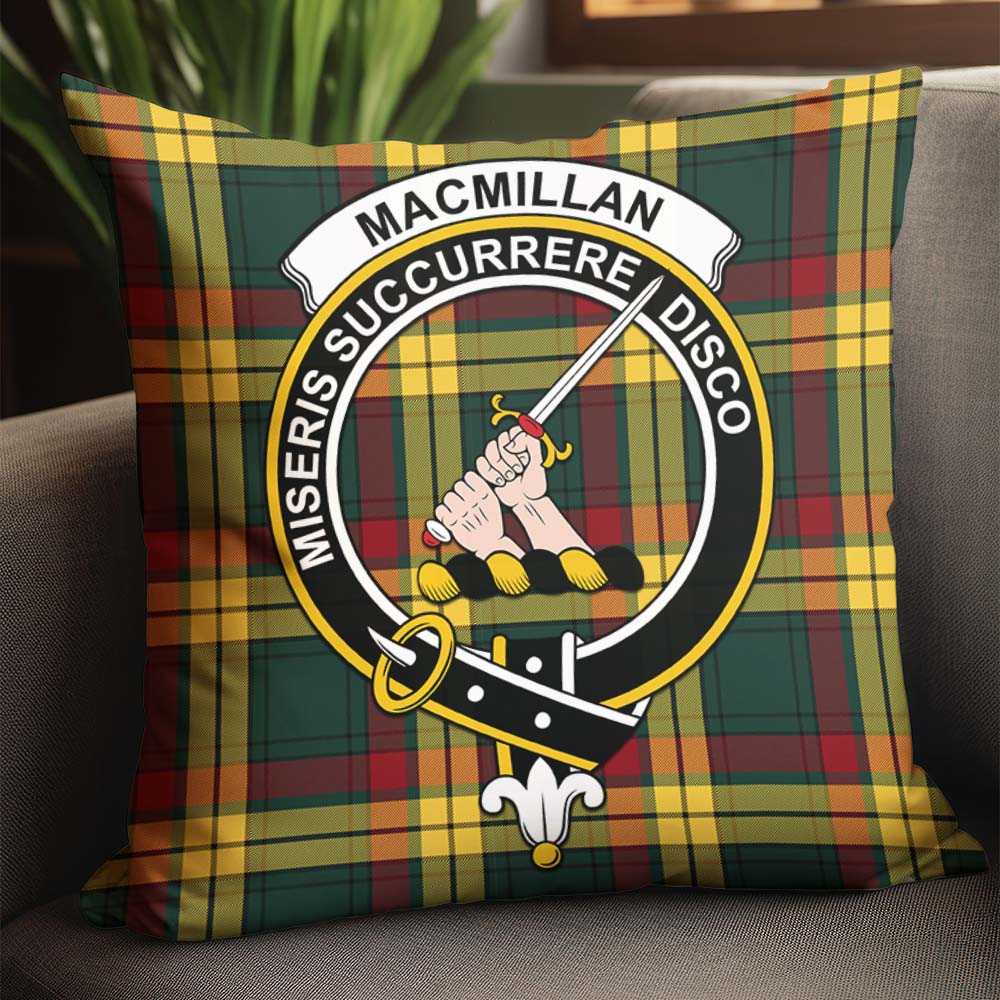 MacMillan Old Modern Tartan Pillow Cover with Family Crest - Tartanvibesclothing
