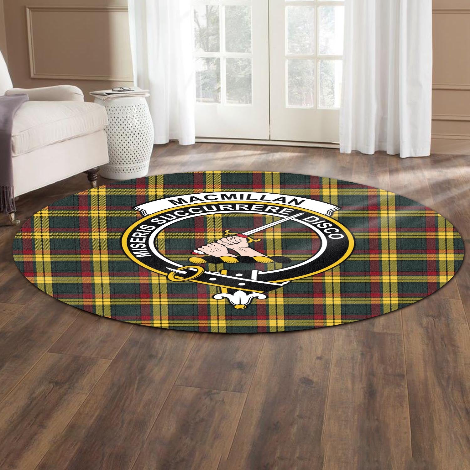 macmillan-old-modern-tartan-round-rug-with-family-crest