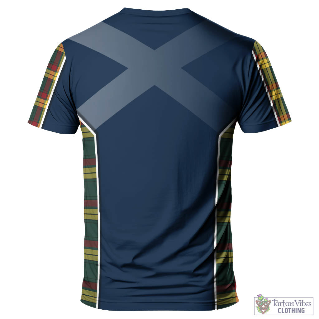 Tartan Vibes Clothing MacMillan Old Modern Tartan T-Shirt with Family Crest and Scottish Thistle Vibes Sport Style