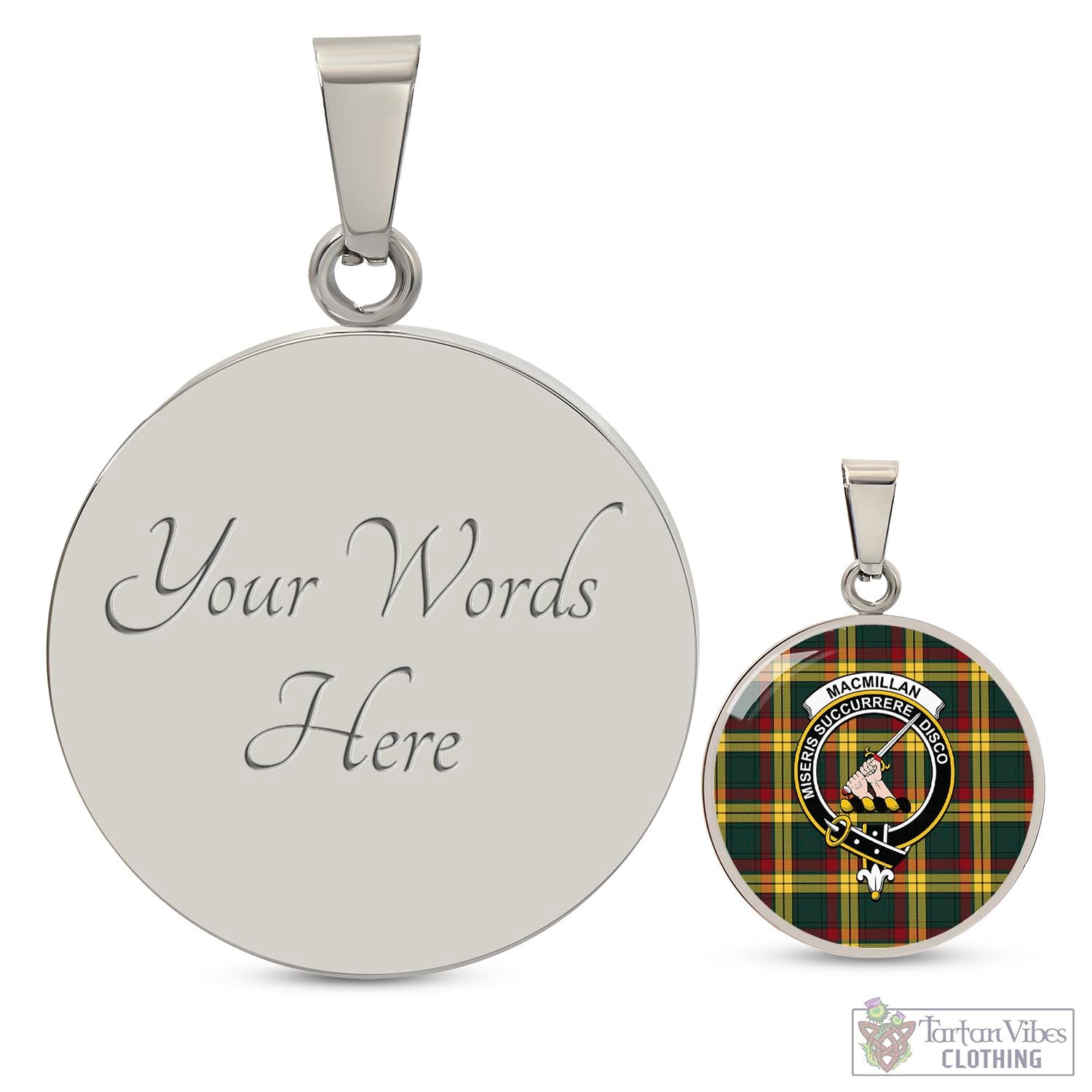 Tartan Vibes Clothing MacMillan Old Modern Tartan Circle Necklace with Family Crest