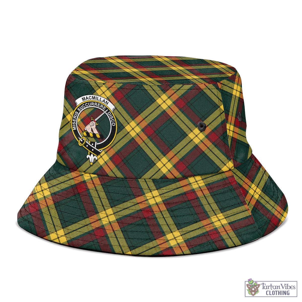 Tartan Vibes Clothing MacMillan Old Modern Tartan Bucket Hat with Family Crest