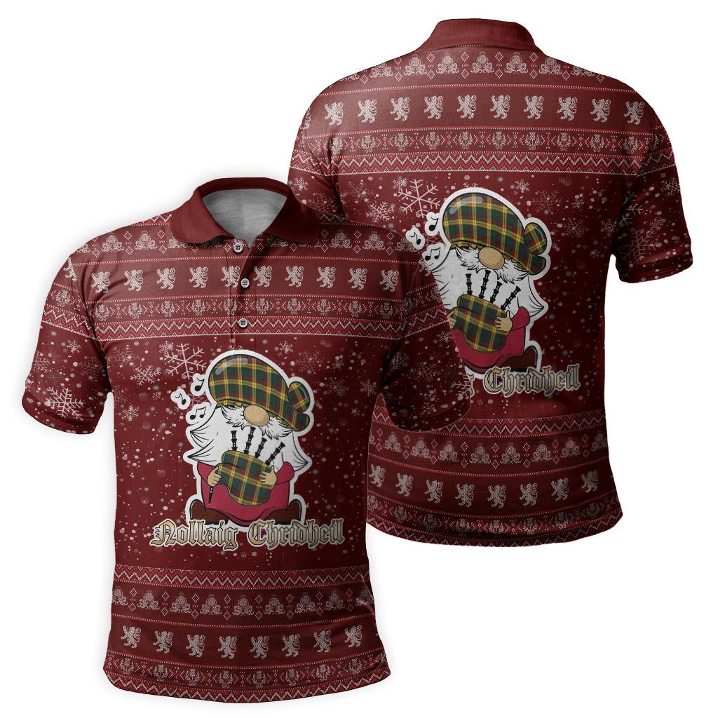 MacMillan Old Modern Clan Christmas Family Polo Shirt with Funny Gnome Playing Bagpipes - Tartanvibesclothing