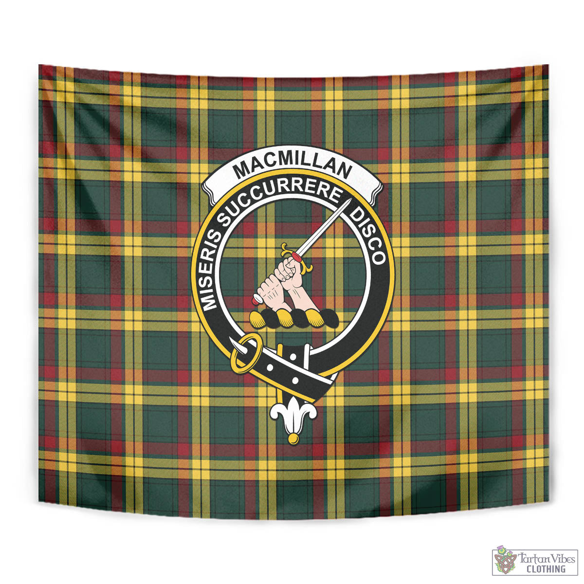 Tartan Vibes Clothing MacMillan Old Modern Tartan Tapestry Wall Hanging and Home Decor for Room with Family Crest