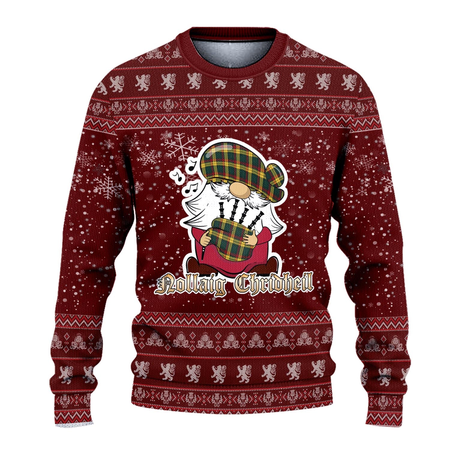 MacMillan Old Modern Clan Christmas Family Knitted Sweater with Funny Gnome Playing Bagpipes - Tartanvibesclothing