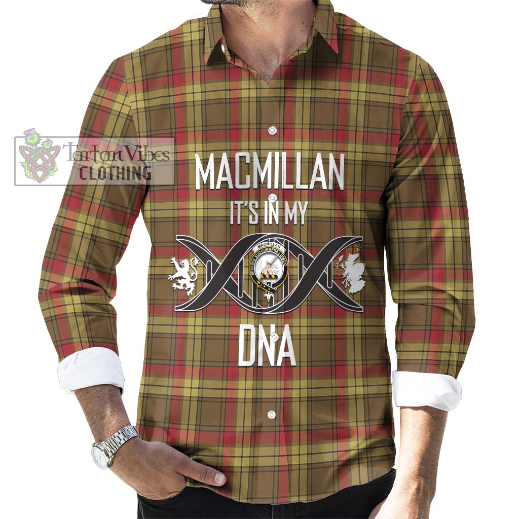 Tartan Vibes Clothing MacMillan Old Weathered Tartan Long Sleeve Button Shirt with Family Crest DNA In Me Style