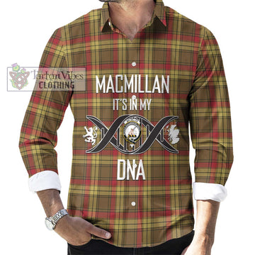 MacMillan Old Weathered Tartan Long Sleeve Button Shirt with Family Crest DNA In Me Style