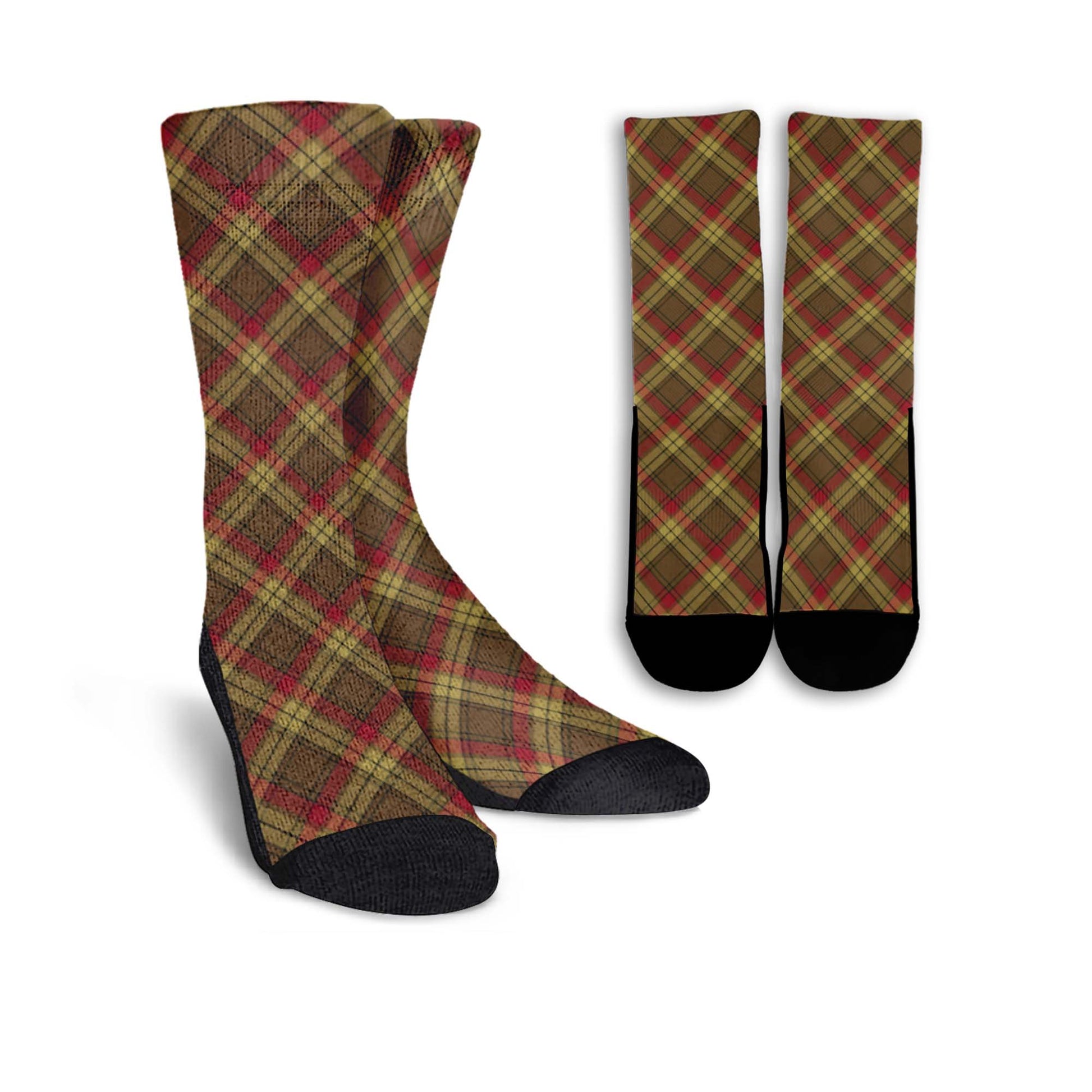 MacMillan Old Weathered Tartan Crew Socks Cross Tartan Style - Tartanvibesclothing