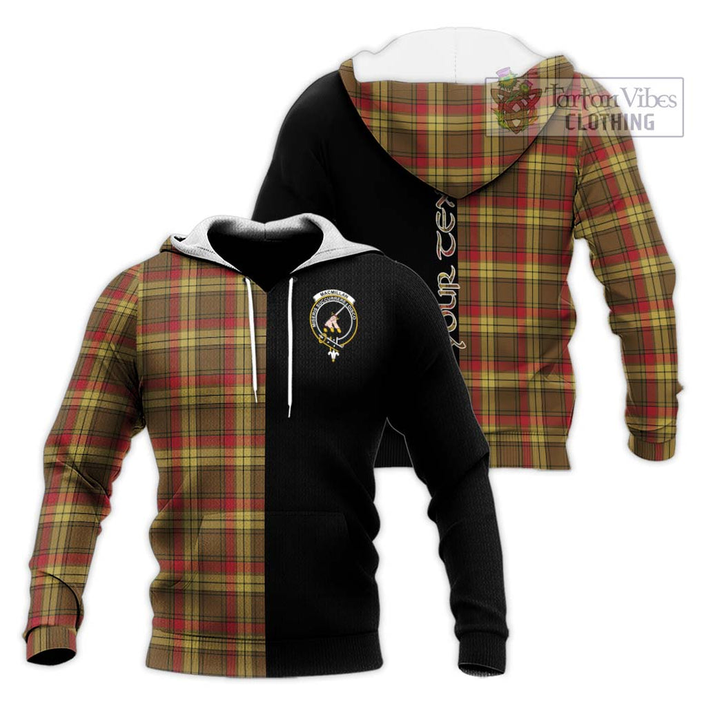 MacMillan Old Weathered Tartan Knitted Hoodie with Family Crest and Half Of Me Style Unisex Knitted Pullover Hoodie - Tartanvibesclothing Shop