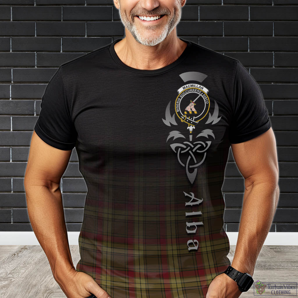 Tartan Vibes Clothing MacMillan Old Weathered Tartan T-Shirt Featuring Alba Gu Brath Family Crest Celtic Inspired