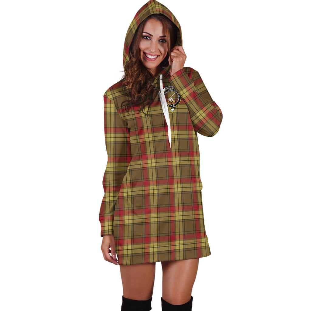 MacMillan Old Weathered Tartan Hoodie Dress with Family Crest - Tartanvibesclothing