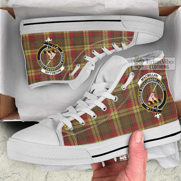 MacMillan Old Weathered Tartan High Top Shoes with Family Crest