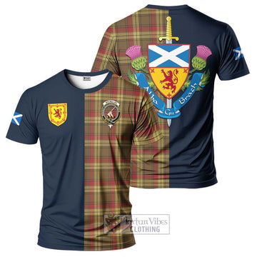 MacMillan Old Weathered Tartan T-Shirt Alba with Scottish Lion Royal Arm Half Style