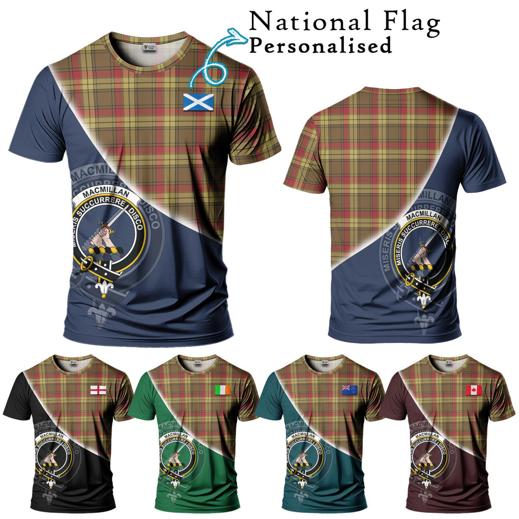 MacMillan Old Weathered Tartan T-Shirt with Personalised National Flag and Family Crest Half Style Kid's Shirt - Tartanvibesclothing Shop