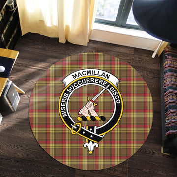 MacMillan Old Weathered Tartan Round Rug with Family Crest