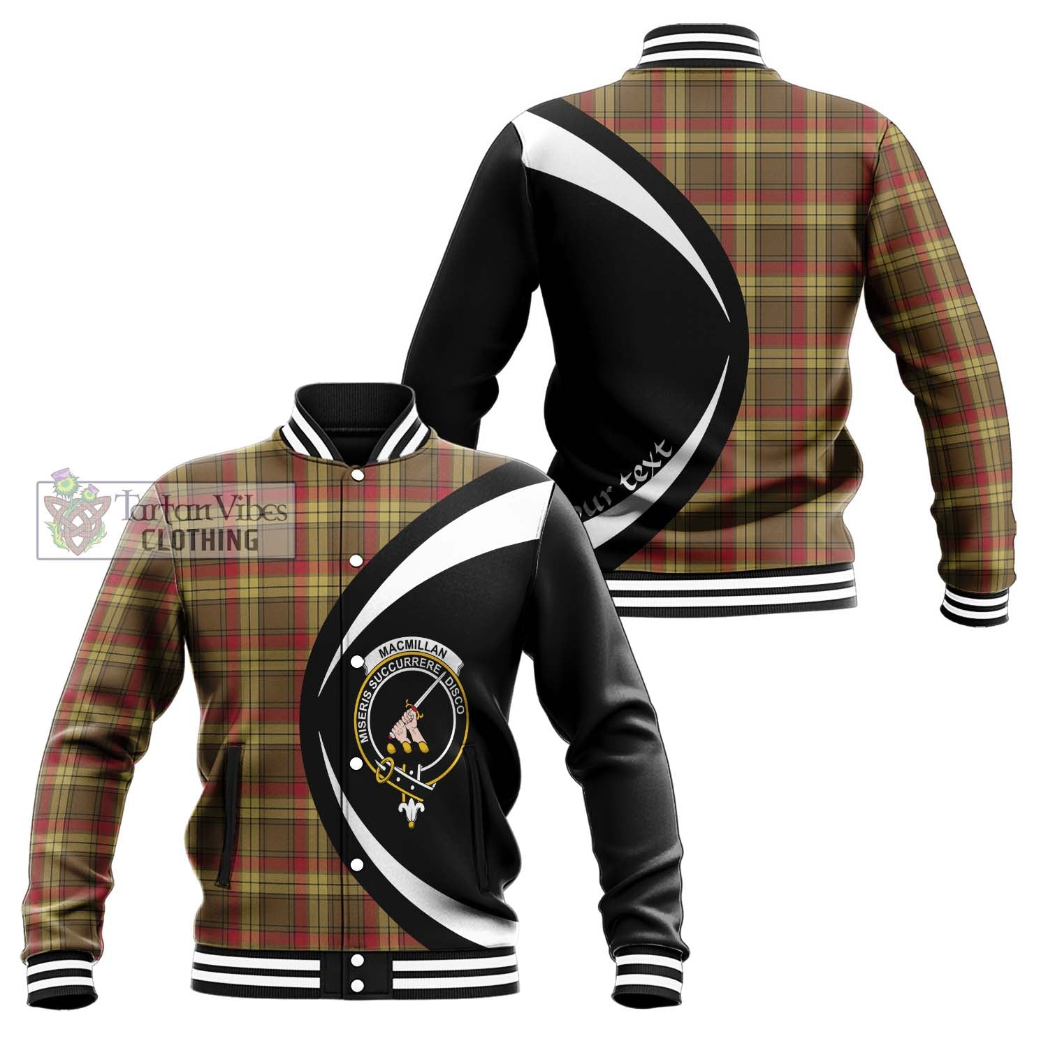 MacMillan Old Weathered Tartan Baseball Jacket with Family Crest Circle Style Unisex - Tartan Vibes Clothing