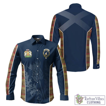 MacMillan Old Weathered Tartan Long Sleeve Button Up Shirt with Family Crest and Scottish Thistle Vibes Sport Style