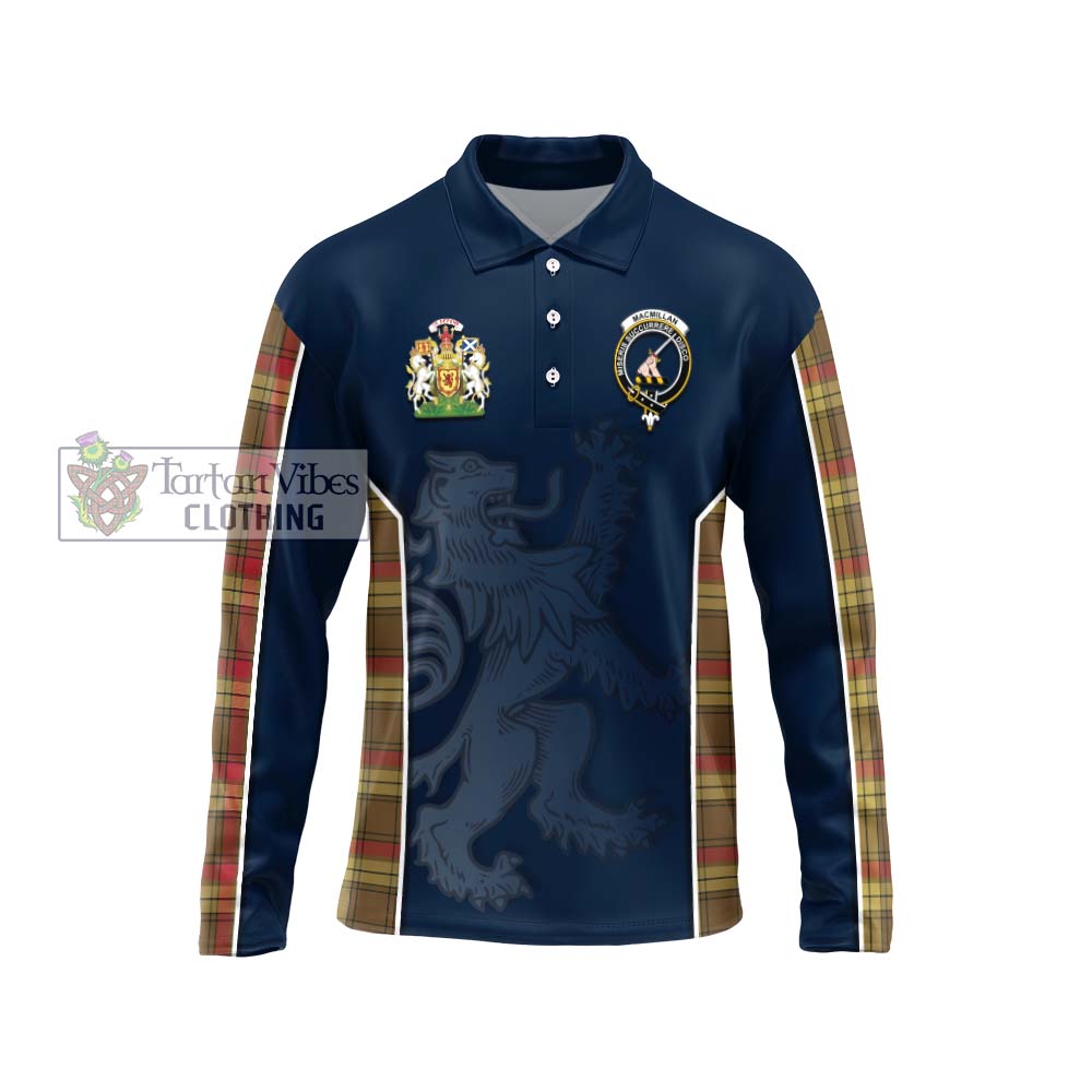 MacMillan Old Weathered Tartan Long Sleeve Polo Shirt with Family Crest and Lion Rampant Vibes Sport Style Unisex - Tartan Vibes Clothing