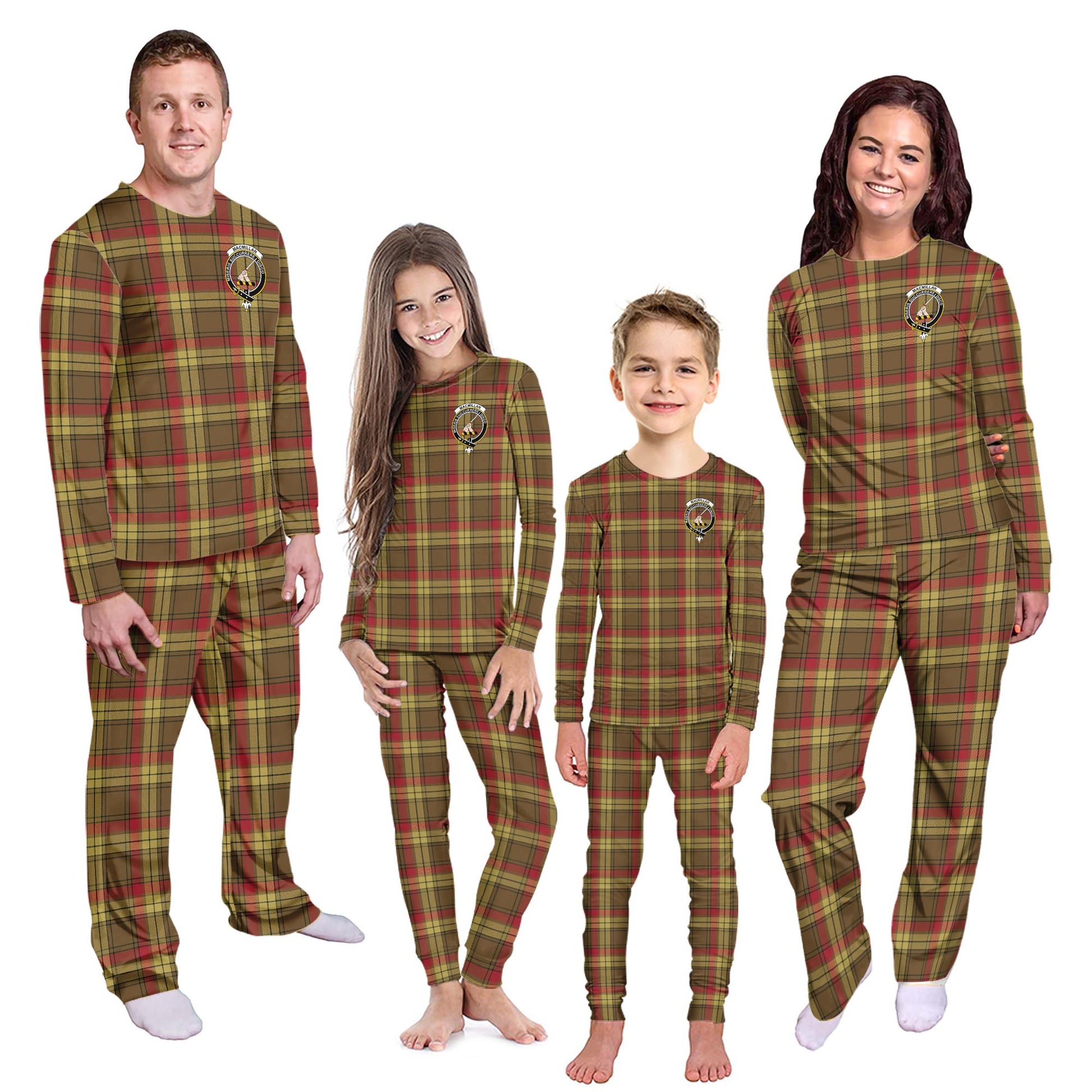 MacMillan Old Weathered Tartan Pajamas Family Set with Family Crest - Tartanvibesclothing