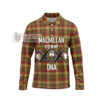 MacMillan Old Weathered Tartan Long Sleeve Polo Shirt with Family Crest DNA In Me Style