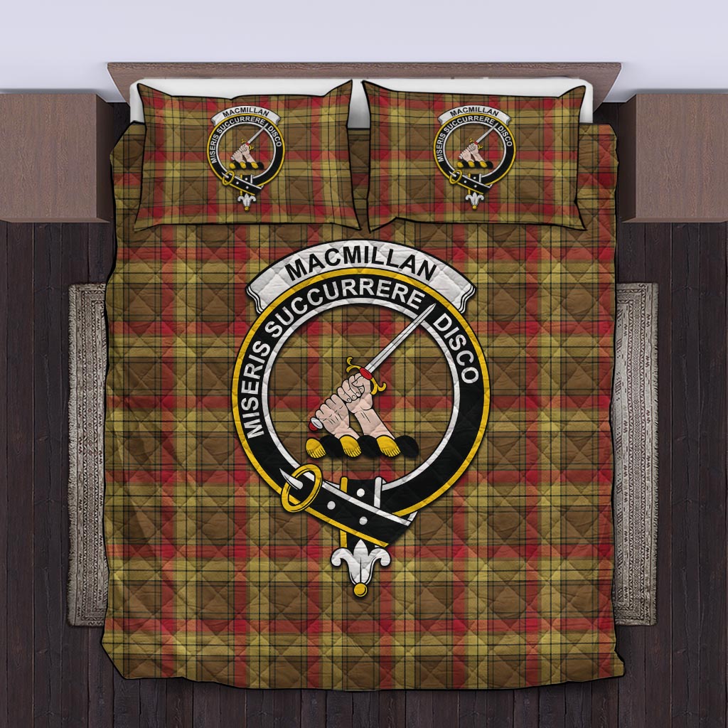 MacMillan Old Weathered Tartan Quilt Bed Set with Family Crest Twin - Tartanvibesclothing