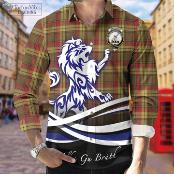 MacMillan Old Weathered Tartan Long Sleeve Button Up Shirt with Alba Gu Brath Regal Lion Emblem