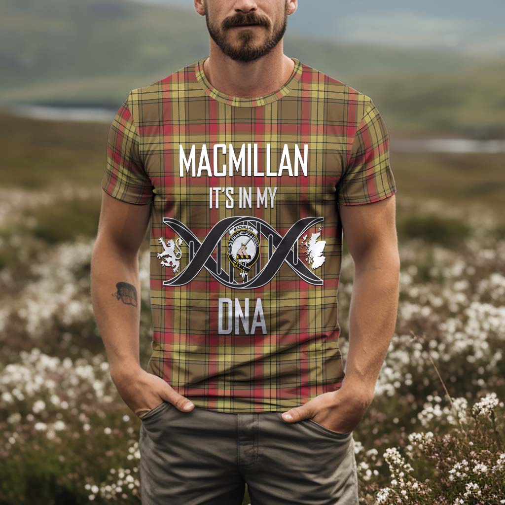 Tartan Vibes Clothing MacMillan Old Weathered Tartan T-Shirt with Family Crest DNA In Me Style