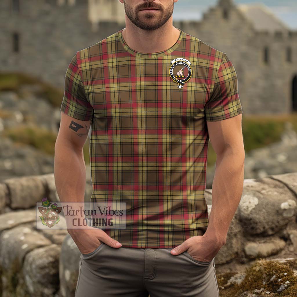 Tartan Vibes Clothing MacMillan Old Weathered Tartan Cotton T-Shirt with Family Crest