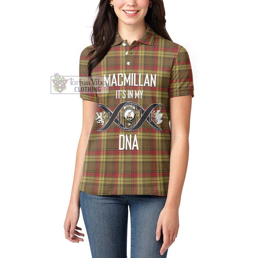 MacMillan Old Weathered Tartan Women's Polo Shirt with Family Crest DNA In Me Style Women - Tartanvibesclothing Shop