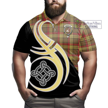MacMillan Old Weathered Tartan Polo Shirt with Family Crest and Celtic Symbol Style
