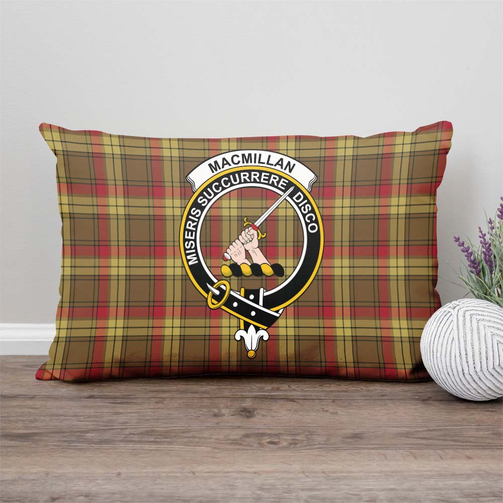 MacMillan Old Weathered Tartan Pillow Cover with Family Crest Rectangle Pillow Cover - Tartanvibesclothing