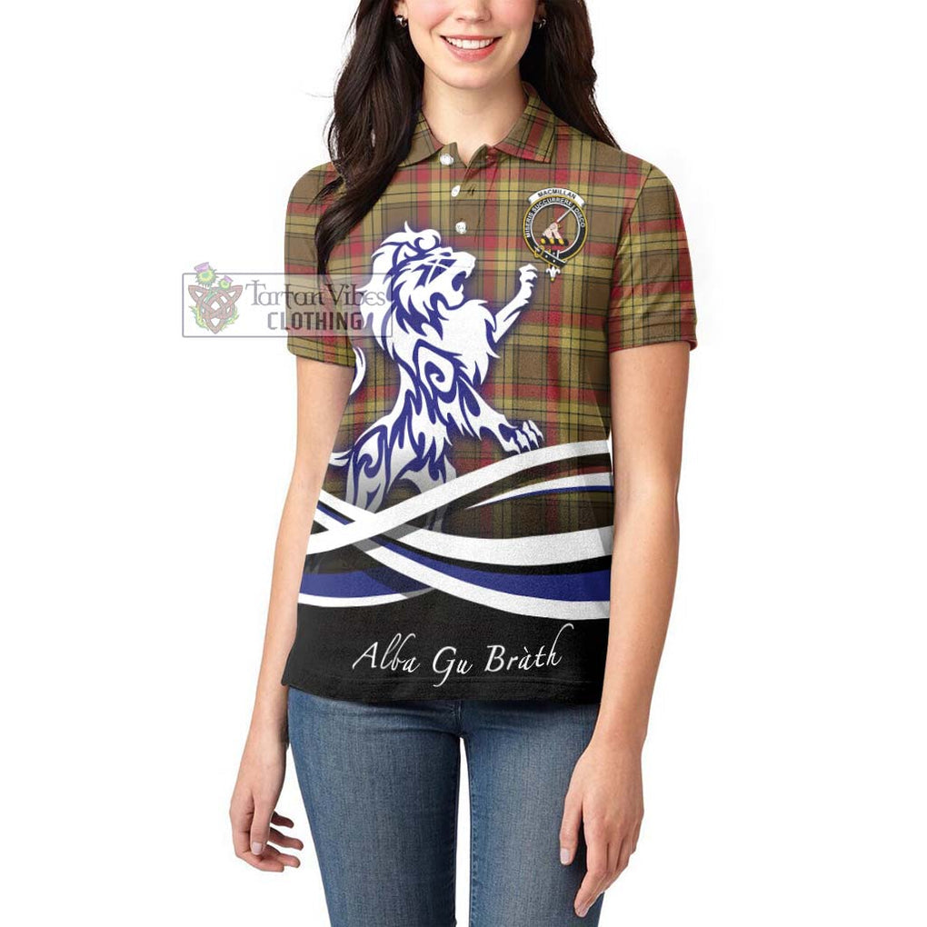 MacMillan Old Weathered Tartan Women's Polo Shirt with Alba Gu Brath Regal Lion Emblem - Tartanvibesclothing Shop